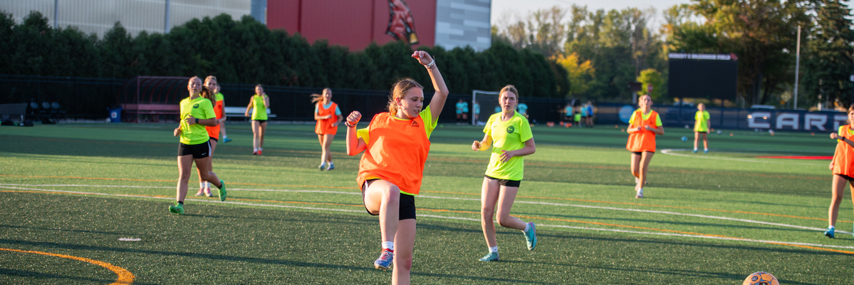 Children playing soccer